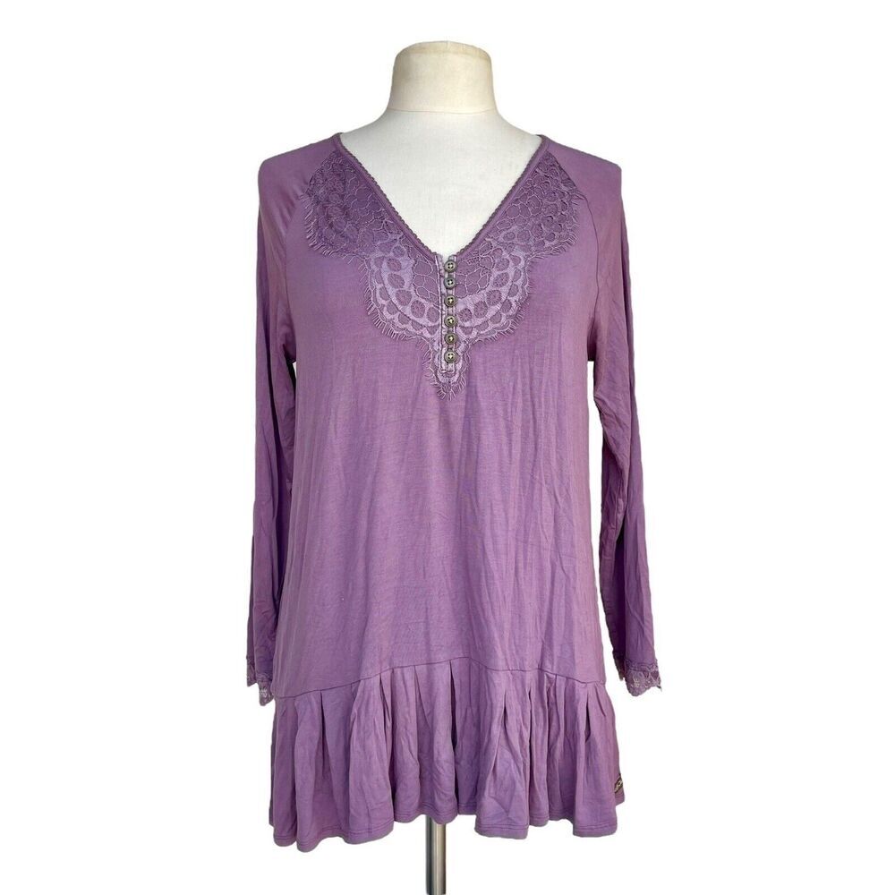 Matilda Jane Seasonal Goods Tunic Top Women's size M Heather Lace Peplum NEW
